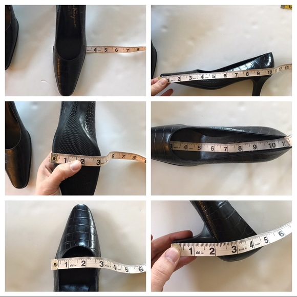 NWOT Salvatore Ferragamo Vintage 90s Gator Heels Womens Size 8 Narrow Black Pump - Picture 6 of 8